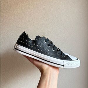 Converse Black Leather Studded Shoes